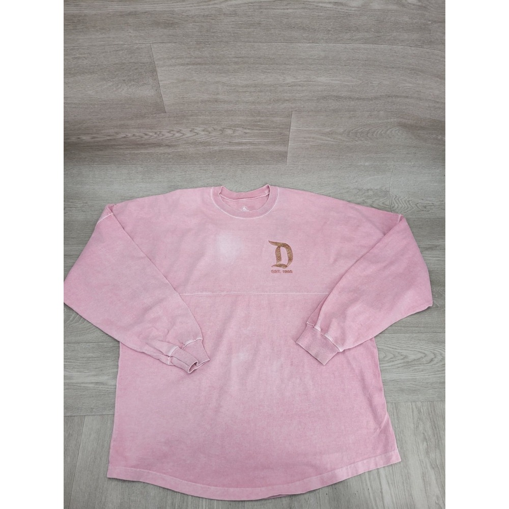 Disneyland Resort Spirit Jersey Adult M Gold Glitter Logo Oversized Long Sleeve